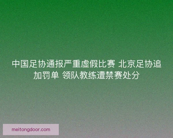 中国足协通报严重虚假比赛 北京足协追加罚单 领队教练遭禁赛处分
