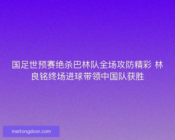 国足世预赛绝杀巴林队全场攻防精彩 林良铭终场进球带领中国队获胜