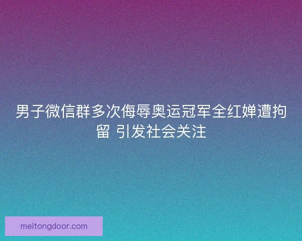 男子微信群多次侮辱奥运冠军全红婵遭拘留 引发社会关注
